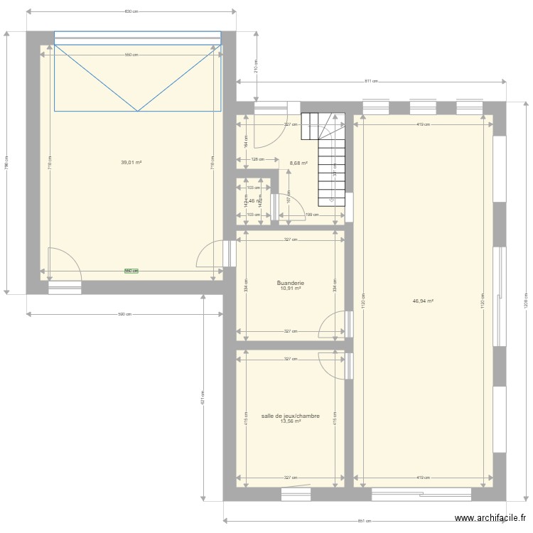 P1a. Plan de 6 pièces et 121 m2