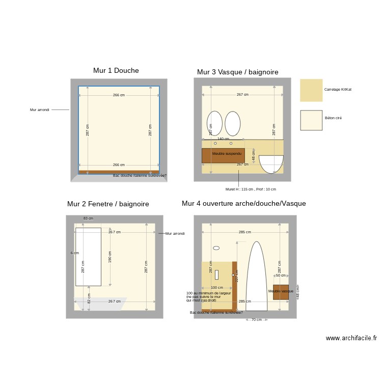 SDB Parentale Vue de face V3. Plan de 0 pièce et 0 m2