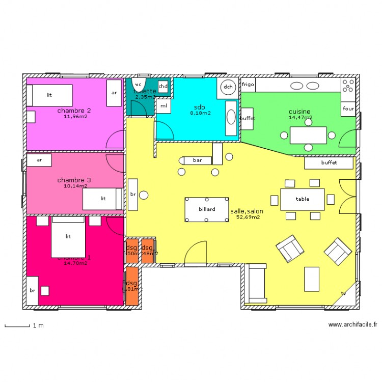  plan chalet de plein pied. Plan de 0 pièce et 0 m2