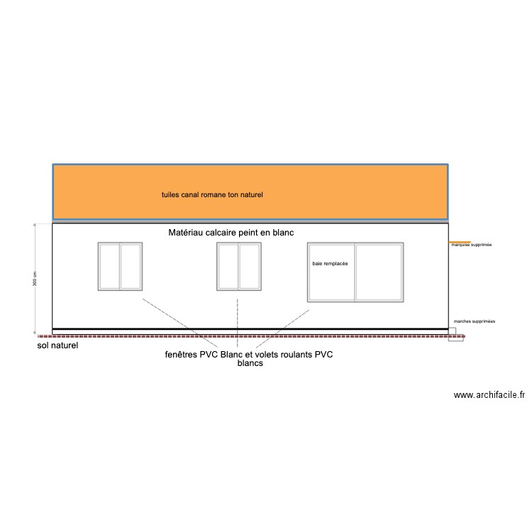 facade sud initiale. Plan de 0 pièce et 0 m2