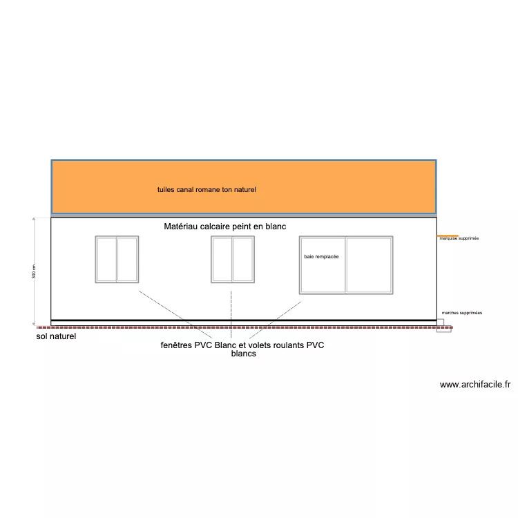 facade sud initiale. Plan de facade sud initiale. Plan de