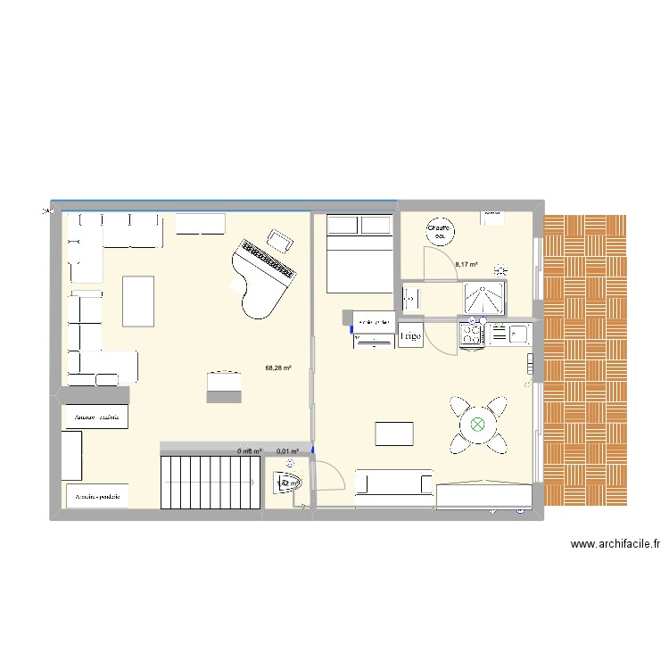 PROJETbis2. Plan de 6 pièces et 78 m2