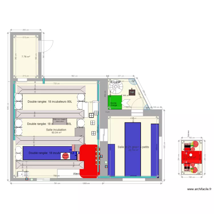 Incubation mixte annexe. Plan de 