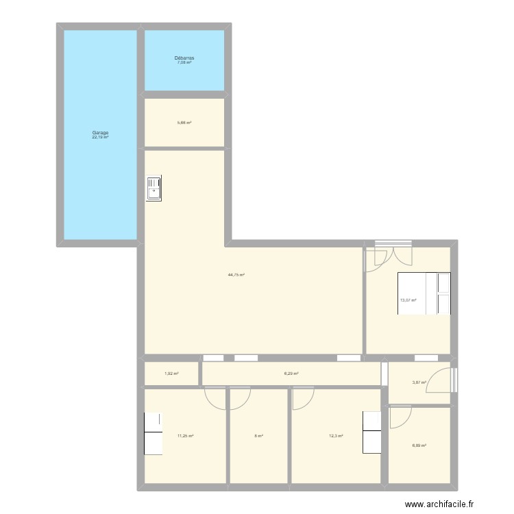 Maison V03 - essai 1. Plan de 12 pièces et 143 m2