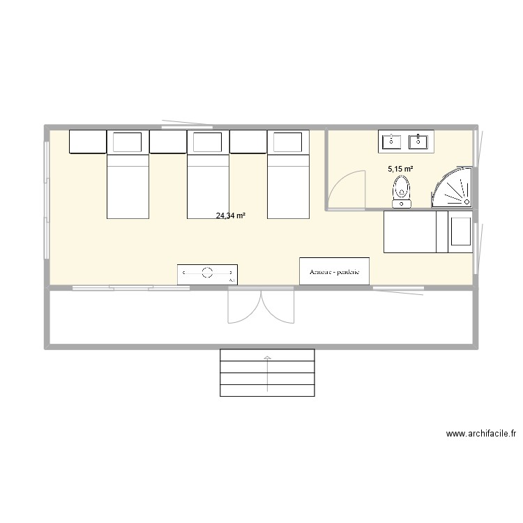 PLAN MAISON 41m² - ILOT FREYSINET. Plan de 2 pièces et 29 m2