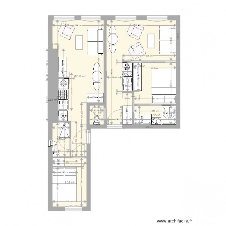 st denis 2 studios 3. Plan de 0 pièce et 0 m2