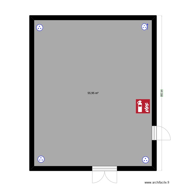 la fere . Plan de 1 pièce et 56 m2