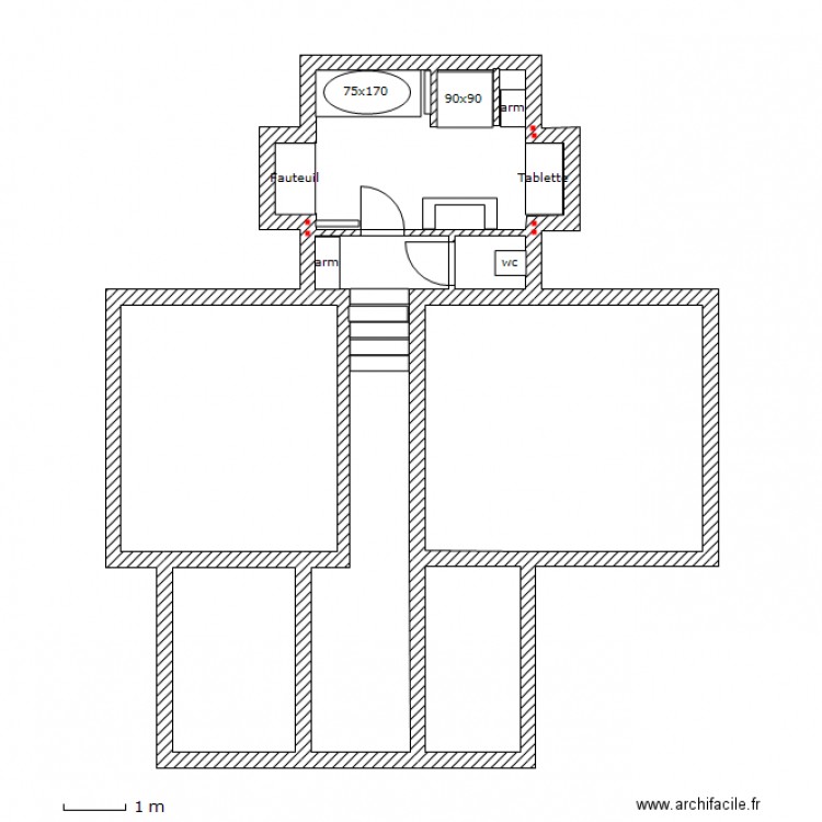 Sdb enfants dc 90x90 2 fauteuils Béchet. Plan de 0 pièce et 0 m2