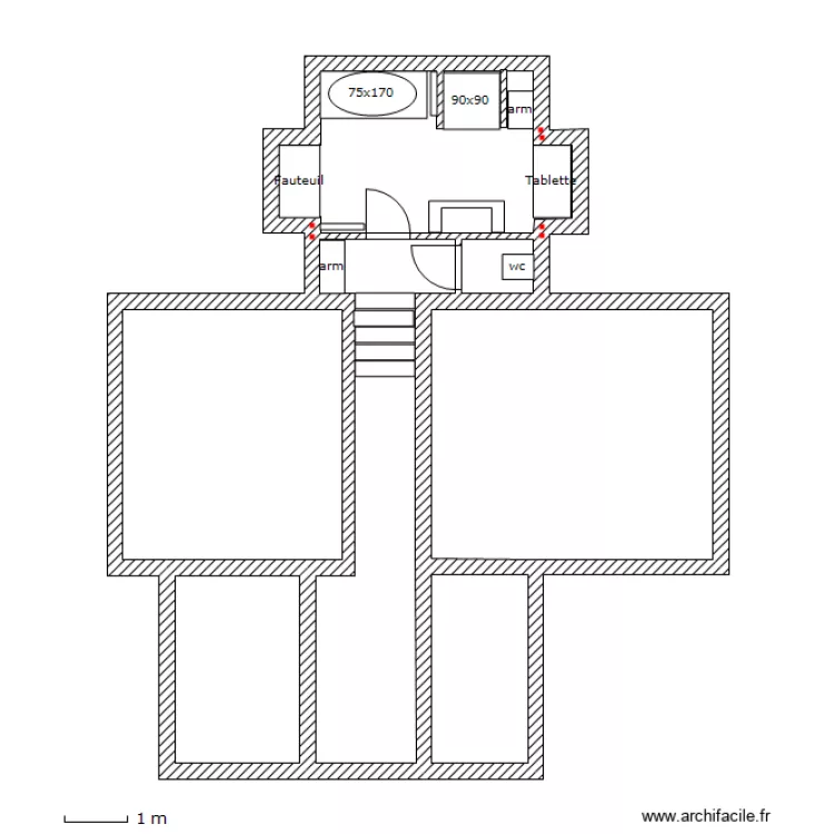 Sdb enfants dc 90x90 2 fauteuils B&eacute;chet. Plan de 