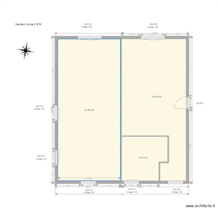 Plan Etage Maconnerie final. Plan de 0 pièce et 0 m2