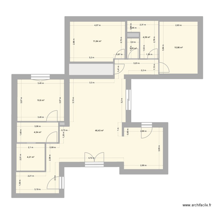 Maison1. Plan de 11 pièces et 98 m2