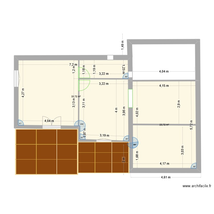 Ansouis. Plan de 2 pièces et 57 m2