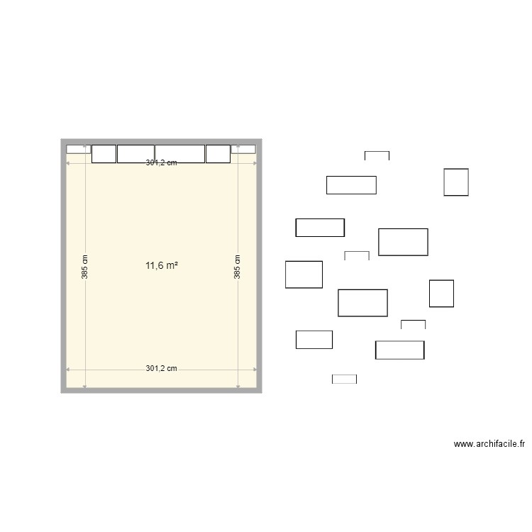 bibli 2 déc 21. Plan de 1 pièce et 12 m2