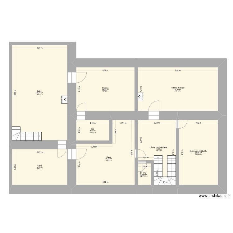 RDC Tremouilles. Plan de 9 pièces et 199 m2
