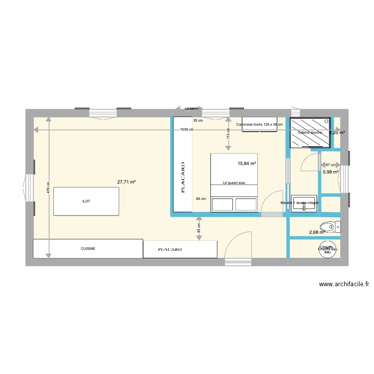 ARCHI PORTALET 1. Plan de 5 pièces et 47 m2