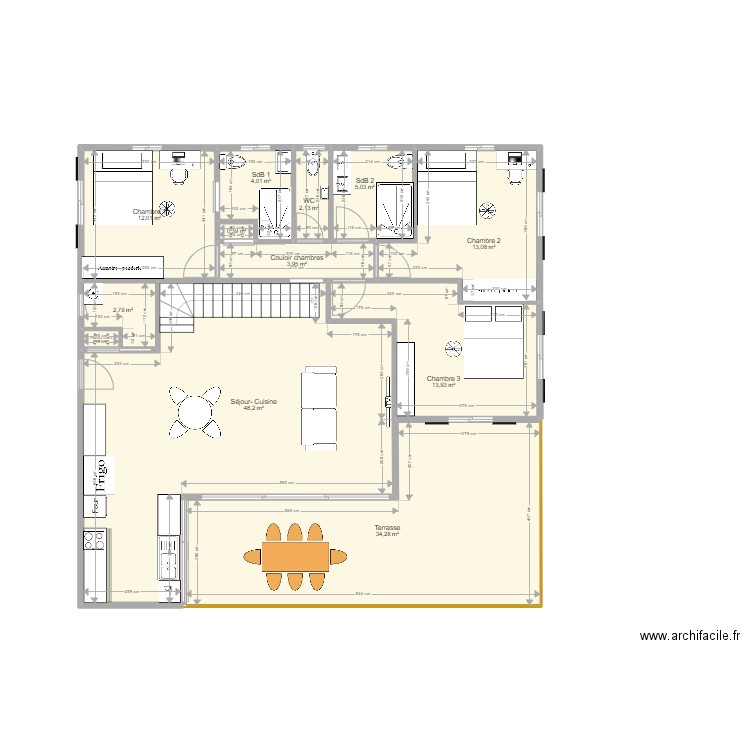 Robert Bois neuf 0801-2023. Plan de 12 pièces et 140 m2