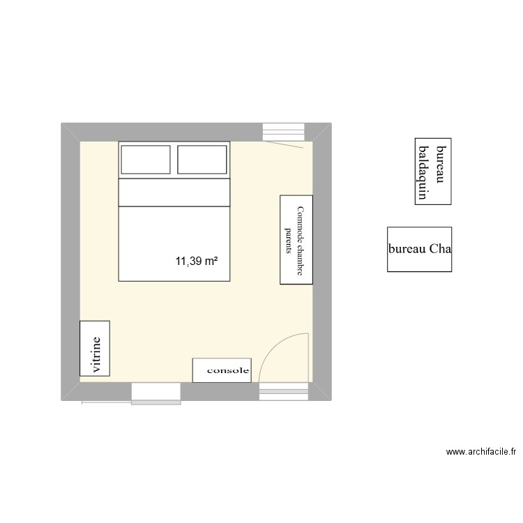 CHAMBRE NOUS MARSEILLAN. Plan de 1 pièce et 11 m2