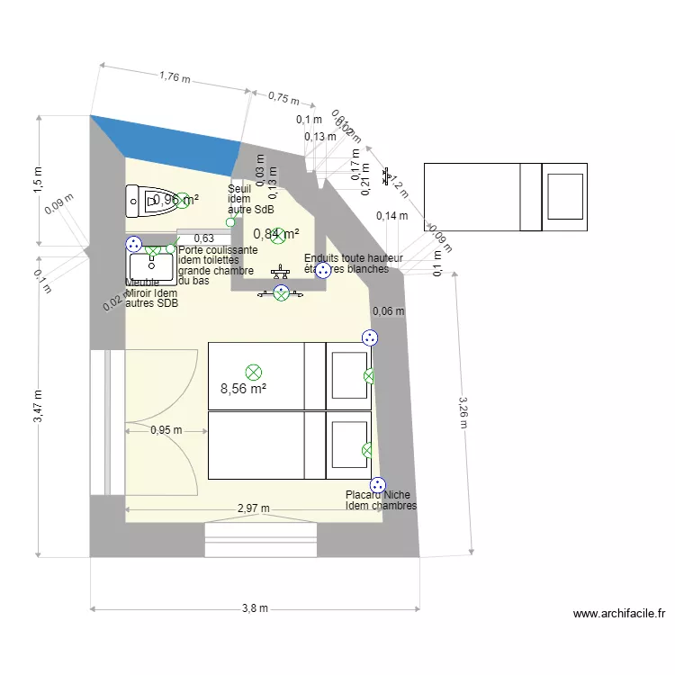 Chambre 6 février 2026. Plan de 3 et 10 m² Chambre 6 février 2026. Plan de 3 et 10 m²