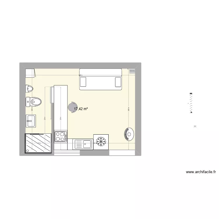 studio 3. Plan de 1 pièce et 17 m² studio 3. Plan de 1 pièce et 17 m²