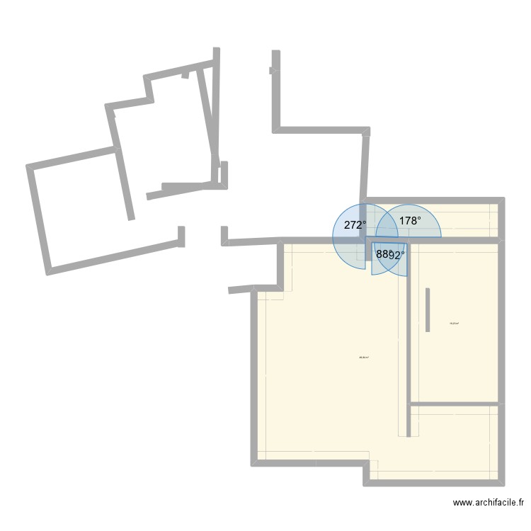Appart marrakech. Plan de 2 pièces et 66 m2