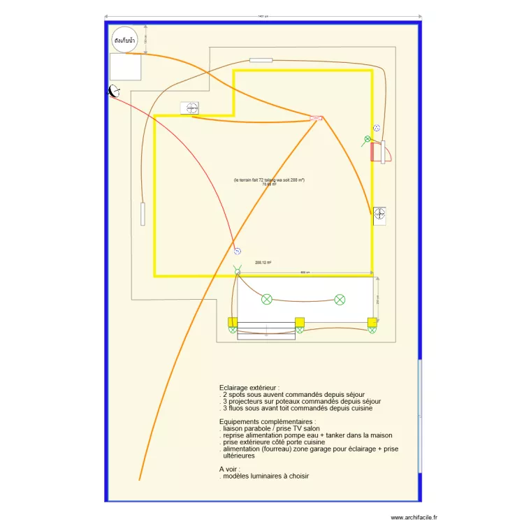 &eacute;lectricit&eacute; EXTERIEUR. Plan de 