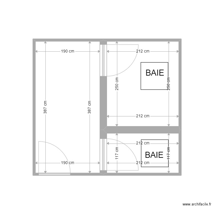 Local IDS existant . Plan de 3 pièces et 15 m2