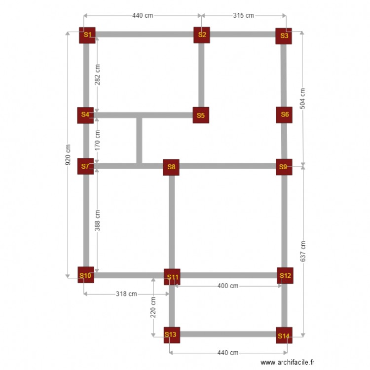 semelles. Plan de 0 pièce et 0 m2