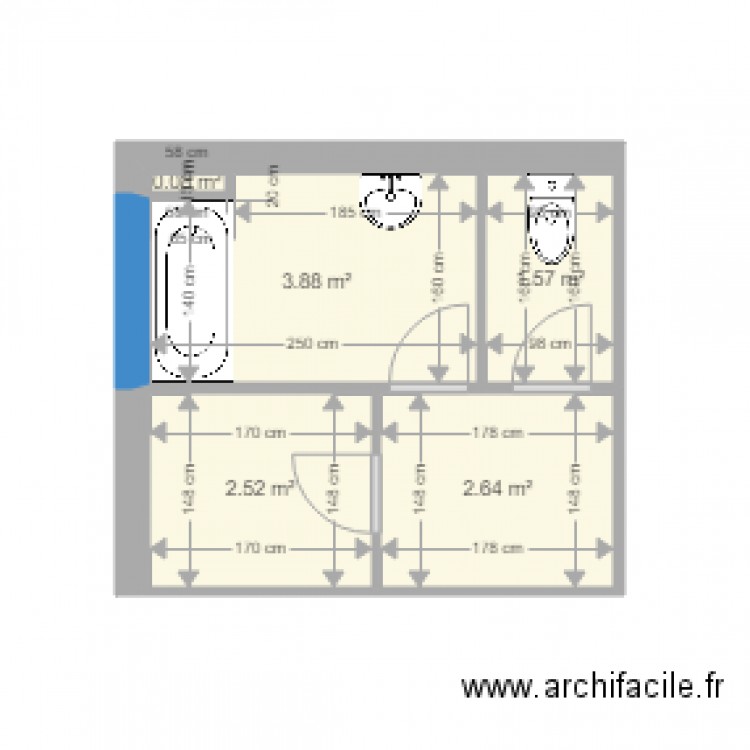 SDB T3 1ER HORL AVANT. Plan de 0 pièce et 0 m2