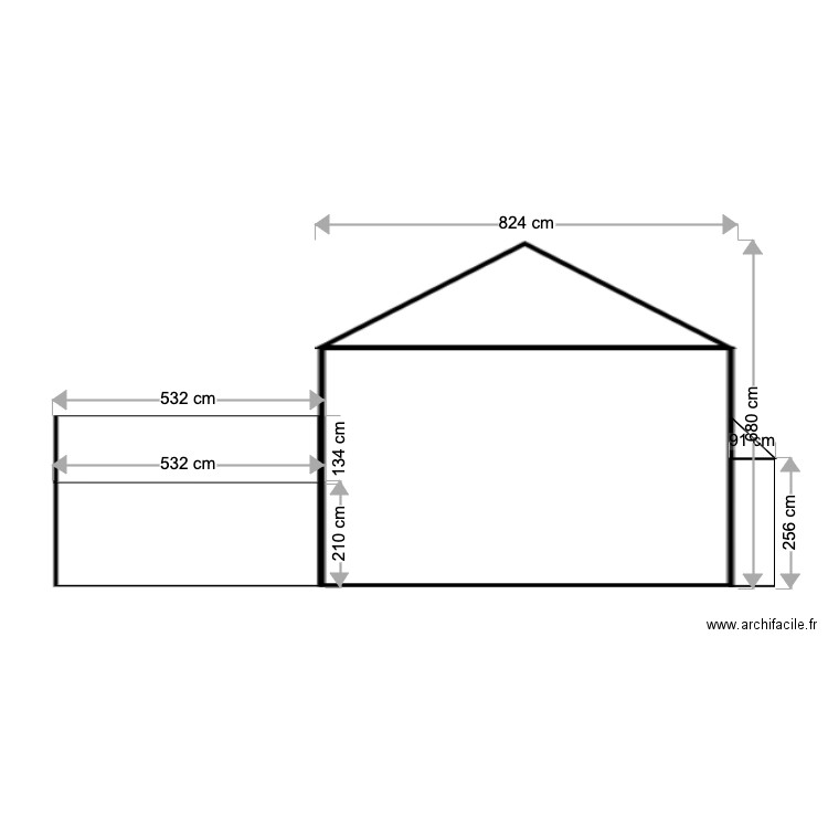 Façade gauche avant travaux. Plan de 0 pièce et 0 m2