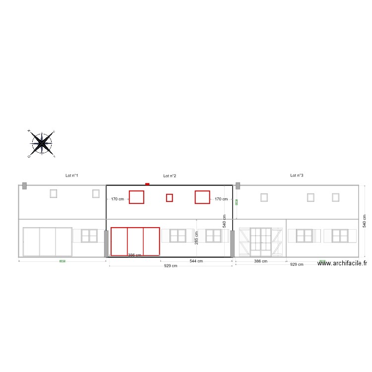 Facades Sud Ouest Projeté. Plan de 0 pièce et 0 m2