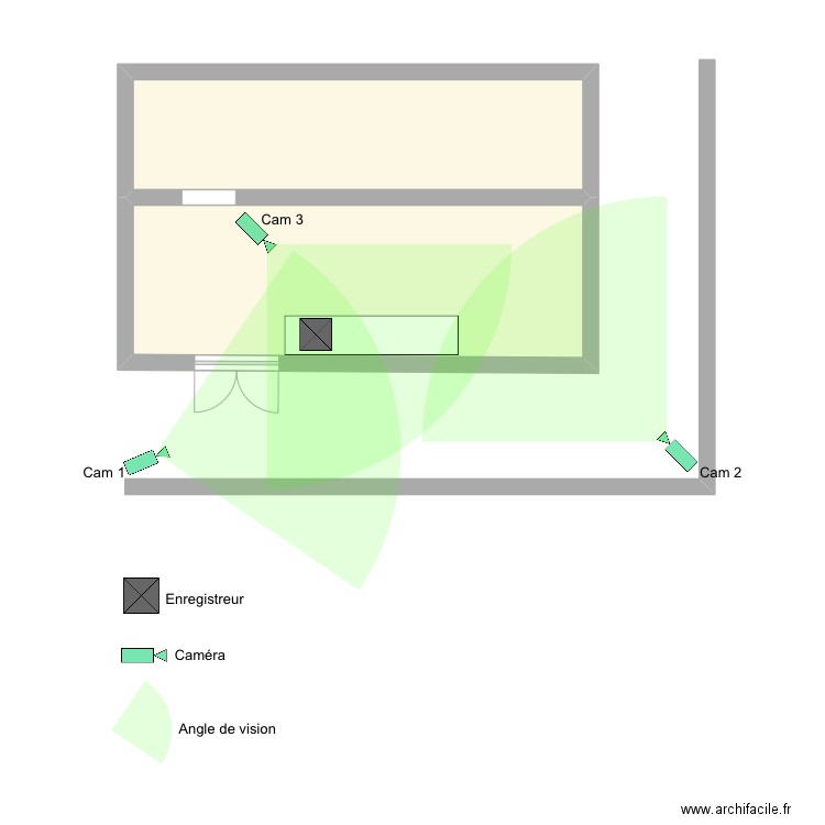 Chez p’ti chef. Plan de 2 pièces et 33 m2