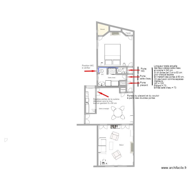 Plan Projet 28 Chomel. Plan de 1 pièce et 5 m2