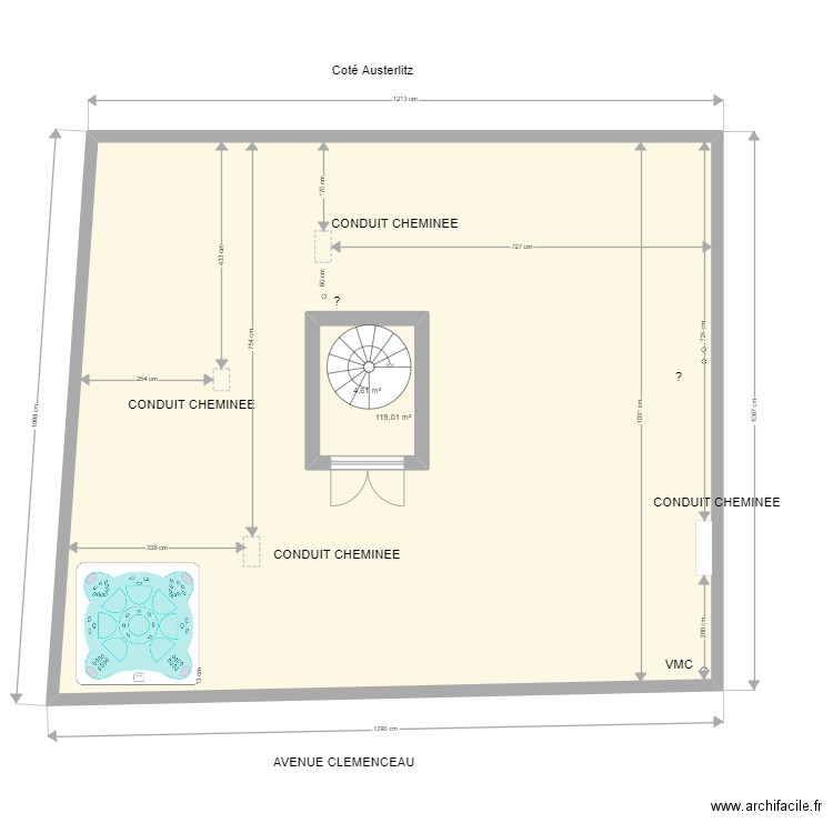 TOITURE CLEM après. Plan de 2 pièces et 131 m2