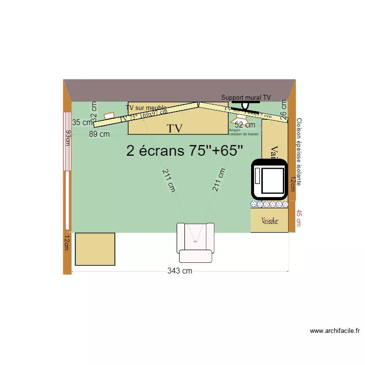 Coin TV 75"+65" B. Plan de 
