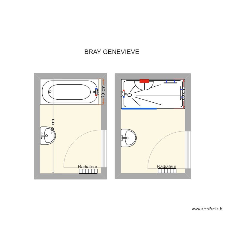 BRAY GENEVIEVE ALLIADE. Plan de 2 pièces et 9 m2