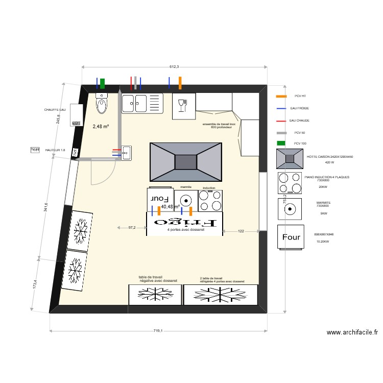 calonne 35. Plan de 2 pièces et 43 m2