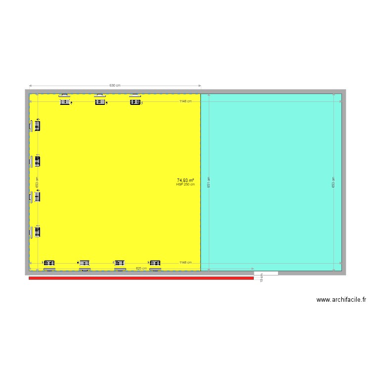 LYCEE VVT. Plan de 1 pièce et 75 m2