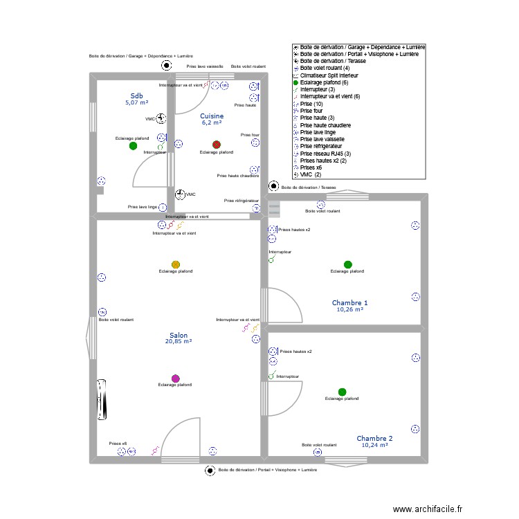 GARCHIZY Elec. Plan de 5 pièces et 53 m2