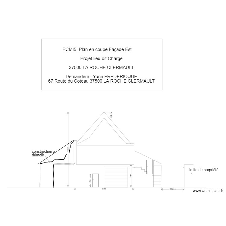 façade est. Plan de 0 pièce et 0 m2