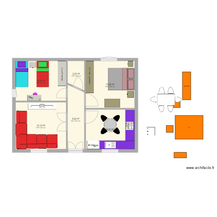 plan de maison 54m2