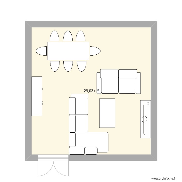 Salon2. Plan de 1 pièce et 26 m2