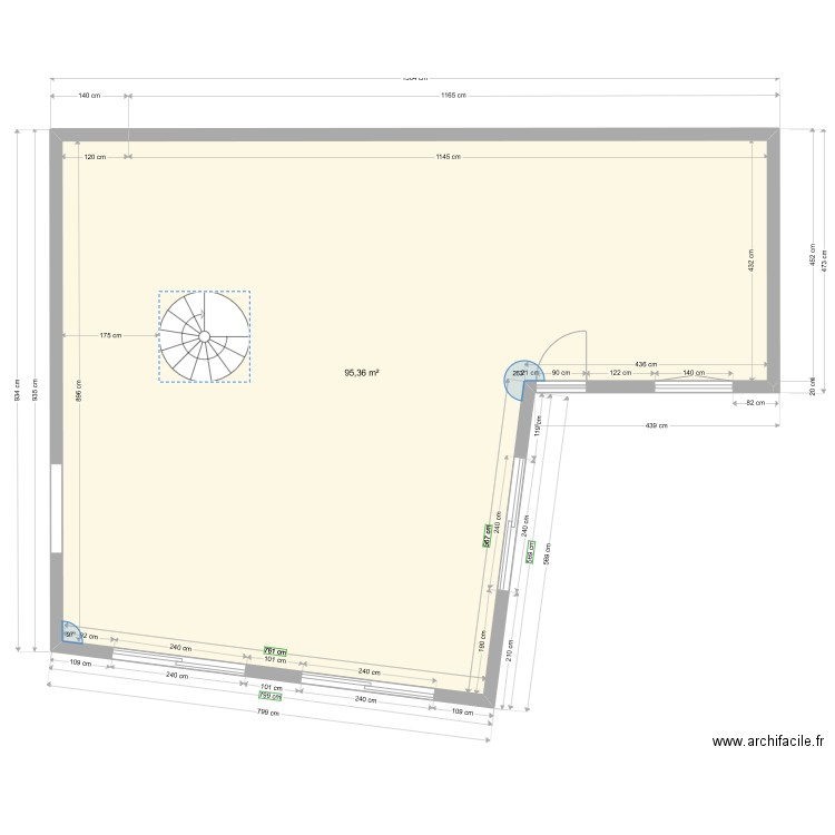 Plan Mondurand 1° étage. Plan de 1 pièce et 95 m2