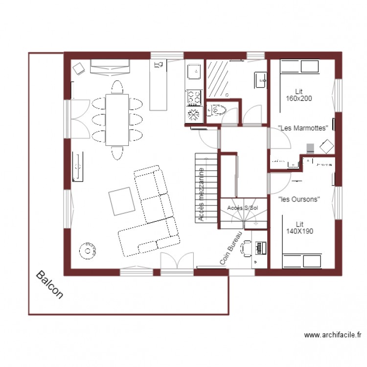 la norma. Plan de 0 pièce et 0 m2