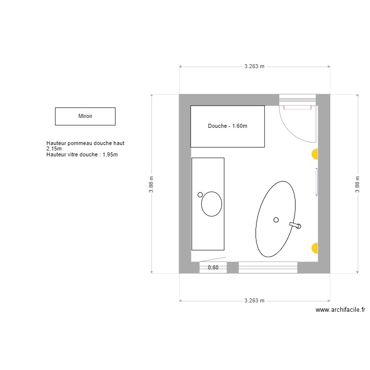 Salle de bains 8. Plan de 1 pièce et 9 m2