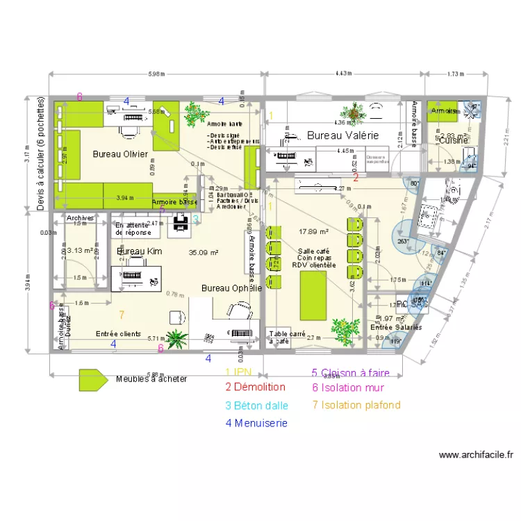 Plan bureau Bati services solution 10 et annotations. Plan de 