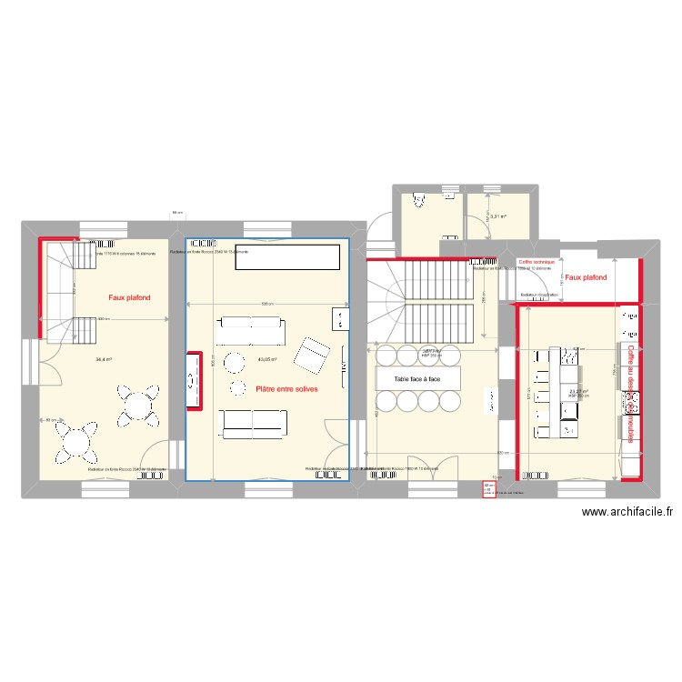 La Soudelle RDC Macon. Plan de 5 pièces et 140 m2