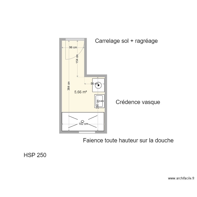 Salle de Bain GERMOND. Plan de 1 pièce et 6 m2