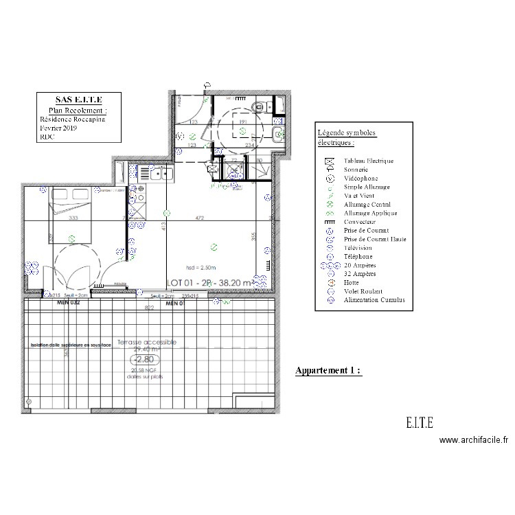 Appartement 1 ELEC nouveau recolement. Plan de 0 pièce et 0 m2