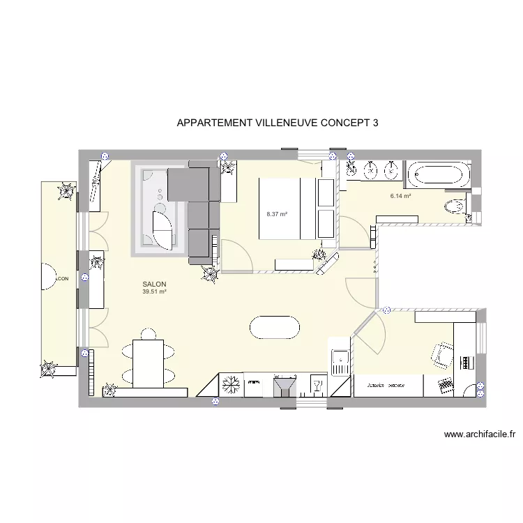APPARTEMENT VILLENEUVE CONCEPT 3. Plan de 