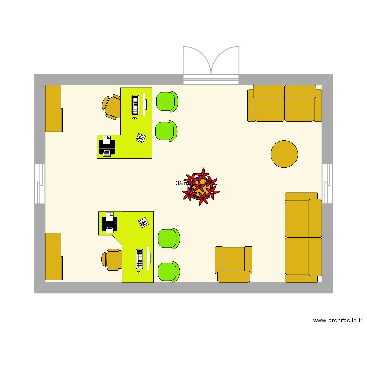 EXEMPLE. Plan de 1 pièce et 35 m2